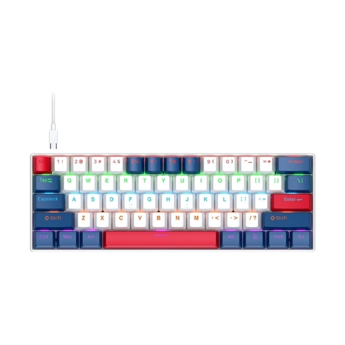 T-Wolf T60 60 Wired RGB Gaming Mechanical Keyboard White  Blue
